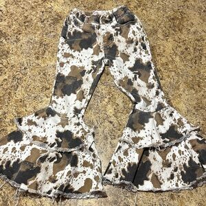 Cow Print Flared Kids Bottoms